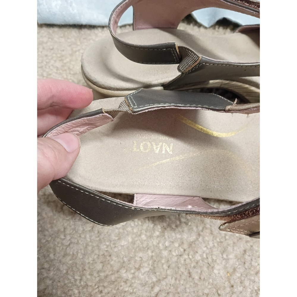 Naot Womens Intact Sandal Size 42 US 11 Tan Leather Adjustable Strap Block Heel - Picture 5 of 9